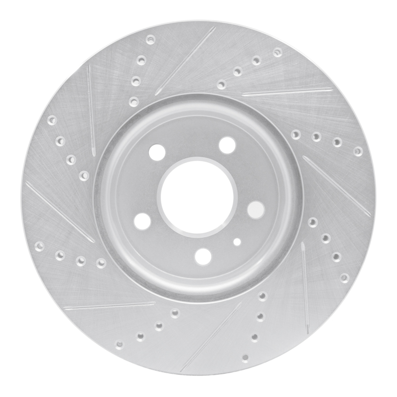 Audi A4 Brake Rotor (1) - Front Right - R1 Concepts - Drilled & Slotted - Silver - `08-`25